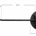 afmetingen: lengte stang 180 mm. diameter kop 110 mm. Lengte bevestigingsstang: 70 mm waarvan 40 mm beugel (voor 16 tot 22 mm), of M8 schroefdraad.